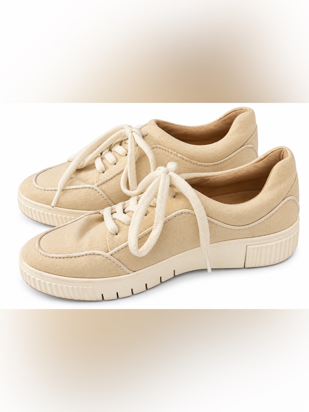 Soul Women’s Cream Canvas Lace-Up Sneakers/tennis shoes / wedge